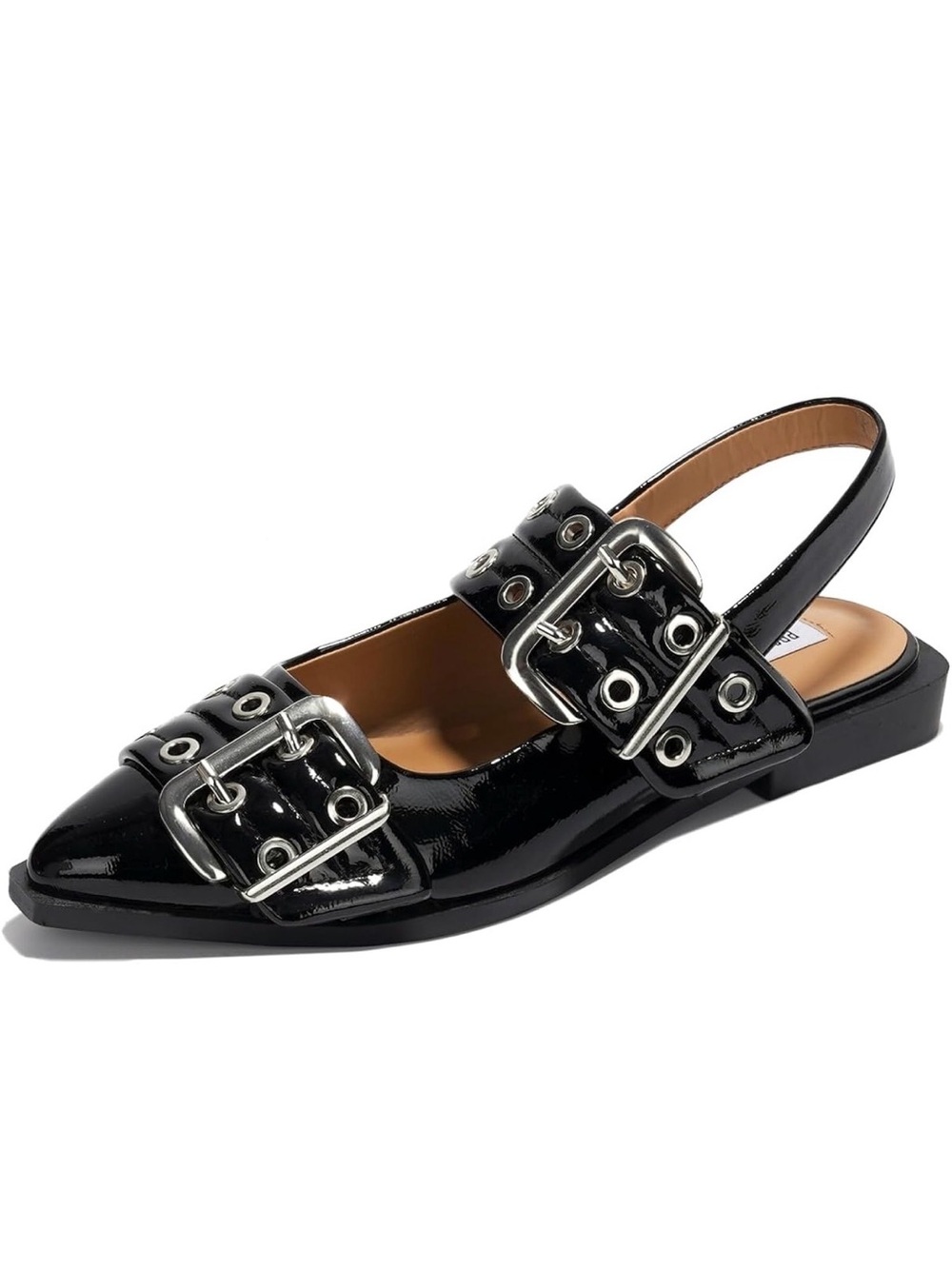 Project Cloud Black Patent Buckle Slingback Mules 11